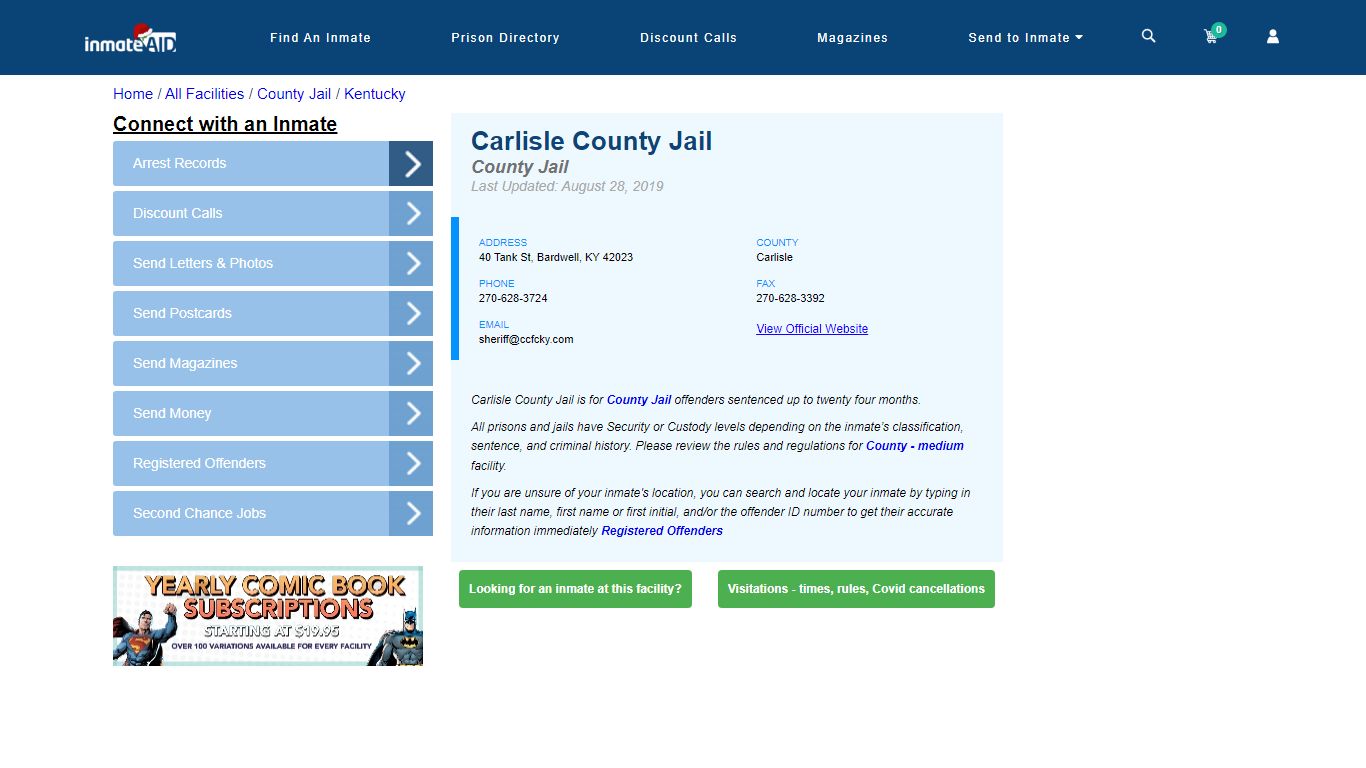 Carlisle County Jail - Inmate Locator - Bardwell, KY