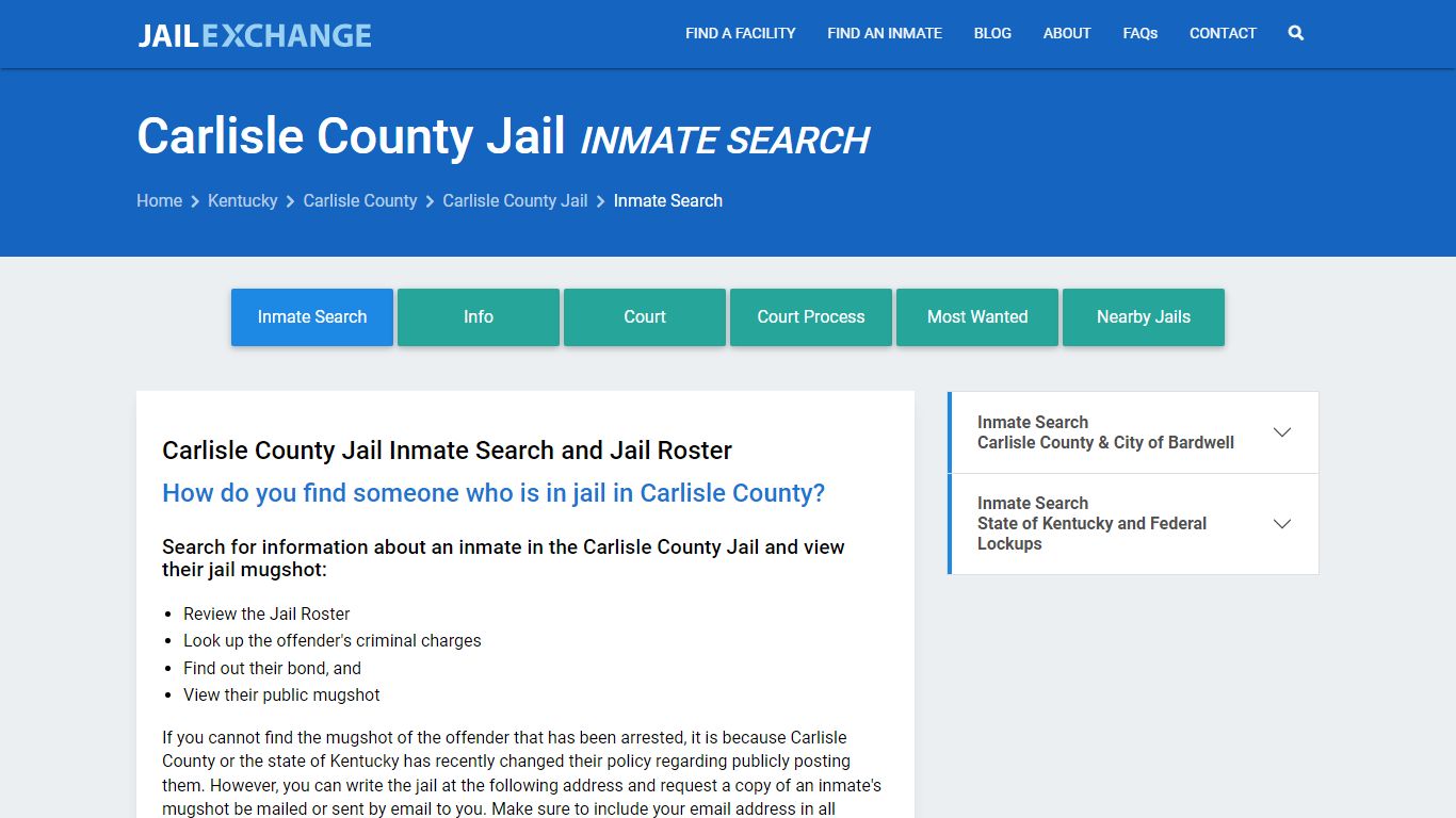 Inmate Search: Roster & Mugshots - Carlisle County Jail, KY