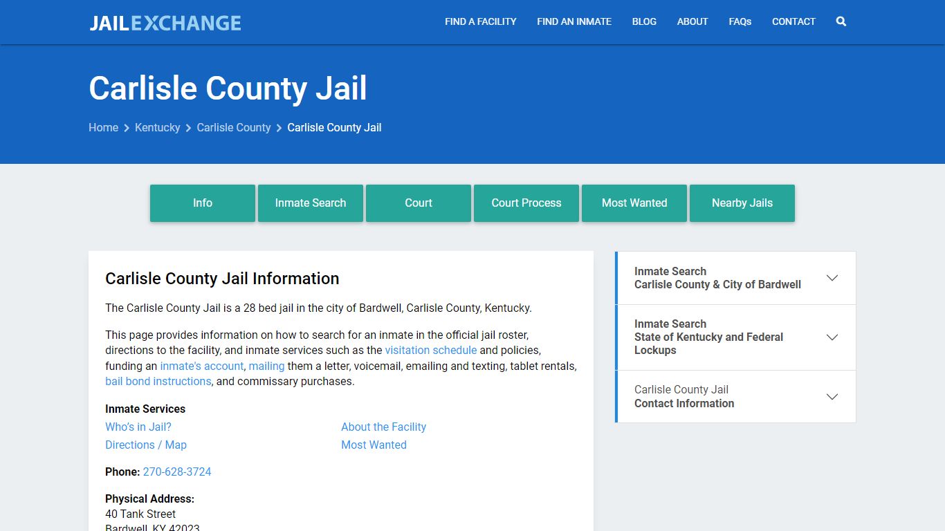 Carlisle County Jail, KY Inmate Search, Information